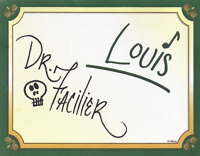 Dr. Facilier and Louis Autograph Card at Disney World