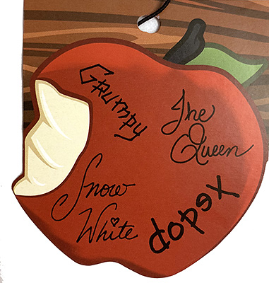 Snow White, Grumpy, Dopey, and Evil Queen Autograph Card at Storybook Dining at Artist Point at Disney World